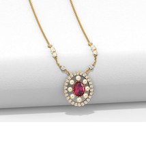 925 Sterling Silver, Cubic Zircon And Created ruby Pendant &amp; Necklace fi... - £50.20 GBP
