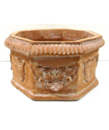 Vintage Terracotta Hexagon Shield and Acorn Design Planter - $88.11