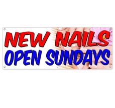 NEW NAILS OPEN SUNDAY CLEARANCE BANNER Advertising Vinyl  Flag Sign INV - £17.26 GBP