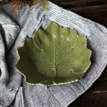 Olfaire Green Leaf Large Deep Serving Bowls Made in Portugal 10&quot; Green F... - £20.50 GBP