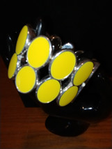 Vintage Stretch Yellow And Silver Tone Bracelet Double Row - £7.49 GBP