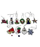 VTG 80s Faux Stained Glass Christmas Ornament Set 10 Pc Santa Angel Wrea... - $417.31 MXN