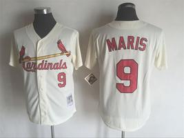 Men&#39;s Roger Maris #9 Jersey St. Louis Cardinals Throwback Cream Uniform - $47.20