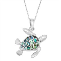 Sterling Silver Turtle Pendant - Abalone - £69.69 GBP
