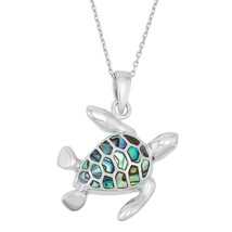 Sterling Silver Turtle Pendant - Abalone - £66.84 GBP