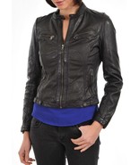 Women&#39;s Genuine Lambskin Real Leather Motorcycle Slim fit Biker Jacket -... - $161.21 CAD