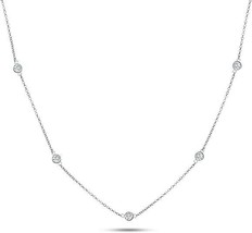 2.00 Ct Round Cut Lab-Created Diamond 14K White Gold Plated Gift Yard Necklace - £107.99 GBP