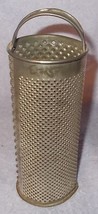 Antique Primitive Round Cylinder Tin Kitchen Utensil Grater Solder Strap Handle - $29.95