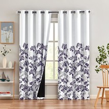 Metro Parlor Total Blackout Window Curtains 95 Inch Long Floral Printed Drapes - £49.53 GBP