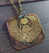 Pendant made of brass. The ancient Egyptian sacred scarab beetle is a fa... - £31.97 GBP