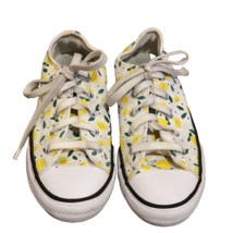 Converse White Low Top Sneakers Yellow Lemon Print Girls Junior 13 Chuck Taylor - £11.18 GBP