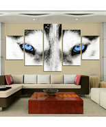 Multi Panel Print Blue Eyes Wolf Canvas 5 Piece Husky Wolves Dog Frame W... - £21.80 GBP+