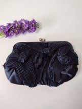 Vtg Bijoux Terner Satin Evening Chain Shoulder Purse Bag Blue Rhinestone Tucked - £8.51 GBP