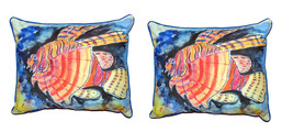 Pair of Betsy Drake Betsy’s Lion Fish Small Pillows 11X 14 - £54.26 GBP