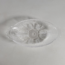 Anchor Hocking Feather and Pearl Pattern Relish Glass Dish #124 - £7.16 GBP