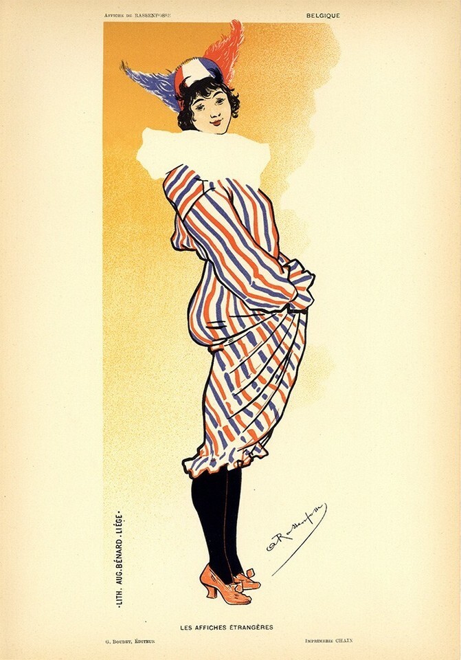 Original 1897 RASSENFOSSA Stone Lithograph &quot;Clown&quot; Edition of 1050 - $248.81