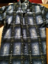 J/E/T JET Strtwr Streetwear Button Down Short Sleeve Shirt Blue/Yellow M... - £18.97 GBP