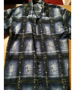 J/E/T JET Strtwr Streetwear Button Down Short Sleeve Shirt Blue/Yellow M... - £18.62 GBP