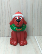 Clifford the Big Red Dog 2001 Christmas Tree Ornament Santa hat wreath - $7.20