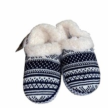 Muk Luks Fur Lined Hard Sole House Shoes Slippers size small navy blue NWTs - £14.57 GBP