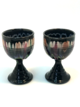 Two D. Lasser Ceramics Signed Drip Glaze Pearl Goblet Cup Beautiful Craz... - $49.99