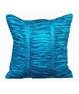 Textured Pintucks 16&quot;x16&quot; Velvet Blue Accent Pillows, Blue Beauty - £42.99 GBP+