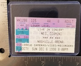 NEIL DIAMOND - VINTAGE DEC. 6, 1998 CONCERT TICKET STUB - $185.64 MXN