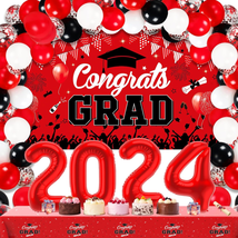 Graduation Party Decorations Class of 2024: Includes Backdrop Banner, Balloons K - £28.73 GBP