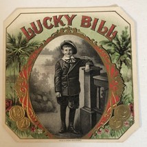 Lucky Bill Embossed Cigar Label Antique Young Boy - $5.93