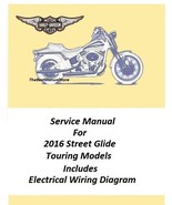 2016 Harley Davidson Street Glide Touring Models Service Manual  - $28.95