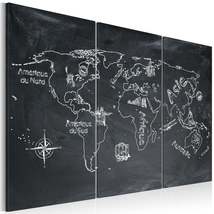 Tiptophomedecor Stretched Canvas World Map Art - Geography Lesson (French Langua - £62.94 GBP+