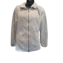 St. Johns Bay Women&#39;s Size Medium Gray Fleece Zip Up Sweater - £7.59 GBP