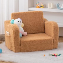 Toddler Baby Chair Couch Sofa Kids Foldable 2-In-1 Sherpa Fold Out, Dark... - $51.99