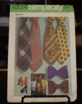Simplicity 5234 Adult&#39;s Reversible Tie &amp; Bow Tie - One Size - £11.60 GBP