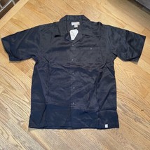100% Linen Shirt Mens XL Black NWT Short Sleeve Button PJ Mark Y2K Relax... - $22.50