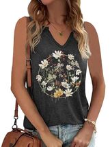 YIUIERE Womens Floral V Neck Tank Top Dark Gray Size S - $66.02 MXN YIUIERE Womens Floral V Neck Tank Top Dark Gray Size S - $66.02 MXN