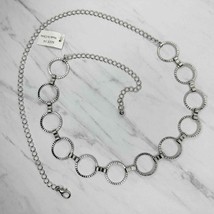 Lightweight Textured Hoop Silver Tone Metal Chain Link Belt Size XL - £10.11 GBP