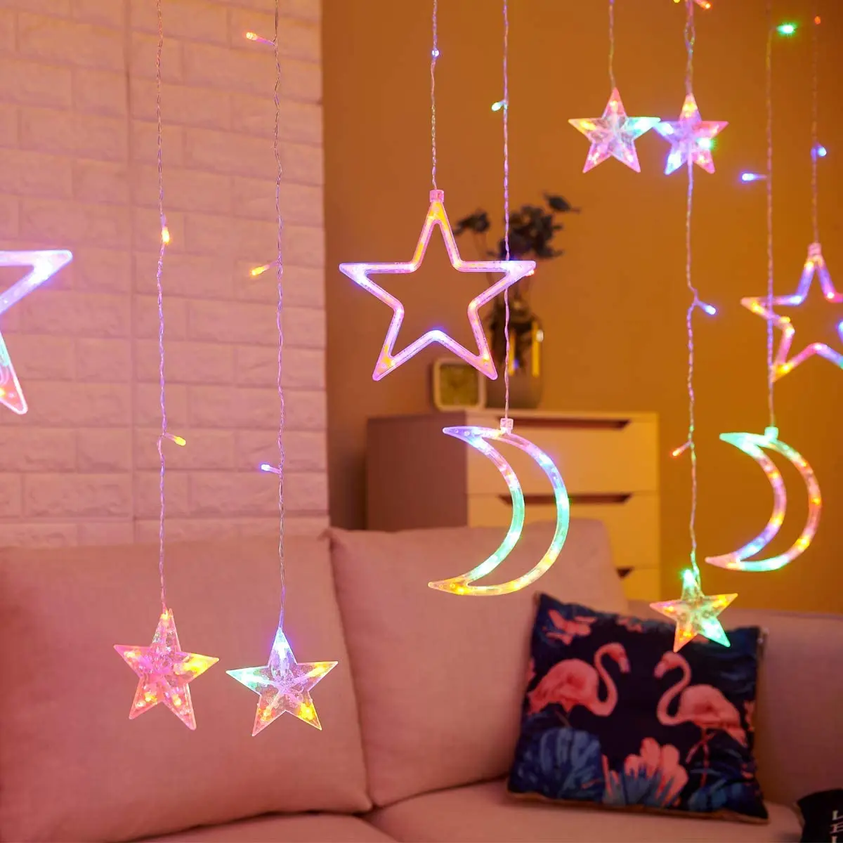 11.5ft Decorative ry String Curtain Lights Moons and s LED Night Light for Home  - £152.42 GBP