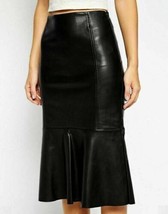 Stylish Black Skirt Women&#39;s Genuine Soft Lambskin Leather Fashionable Pa... - £77.56 GBP+