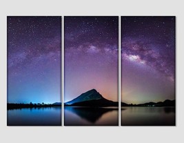 Night Mountain View Canvas Art Nature Landscape Print Milky Way Photo Abstract L - £39.16 GBP
