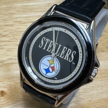 VTG Relic NFLP Steelers Quartz Watch Men Silver Black Leather Analog New Battery - £21.97 GBP