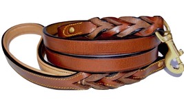 Shwann Heavy Duty Leather Braided Dog Leash, Brown 6ft x 3/4 &quot; Easter gift - £38.79 GBP