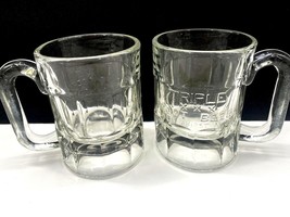 2 Tripple XXX Drive Inn Root Beer MINI Mugs SET 4.75&quot; Clear Glass Raised Etched  - £14.30 GBP