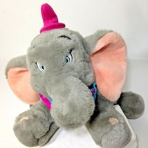Disney Elephant DUMBO Plush Gray Stuffed Animal Grey Bean Bag Toy 12&quot; Red Hat - £30.67 GBP