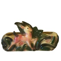Vintage TV Green Succulent Planter Pink Antelope Deer Gazelle Art Potter... - £38.58 GBP