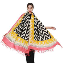 Anyyou Scarf 100% Merino Wool Pink Yellow Neck Wrap Silk Satin Large Pashmina - £69.13 GBP
