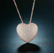 14k Rose Gold Over 2.00 Ct Round Cut Diamond Puffed Heart Shape Women&#39;s Pendant - £86.69 GBP