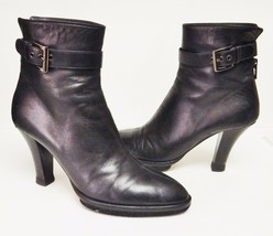 Walter Steiger Boots Ankle Leather Hand Made Italy Platinum Black 39.5 - £108.85 GBP