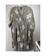 Torrid Green Floral Hi-Lo Babydoll Womens Tunic Top Tab Sleeve Plus Size 1  - €21,36 EUR