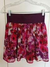 DELIA&#39;S LADIES SHEER/LINED FULL MINI-SKIRT-S-BARELY WORN-BRIGHT FLORAL-P... - $7.69